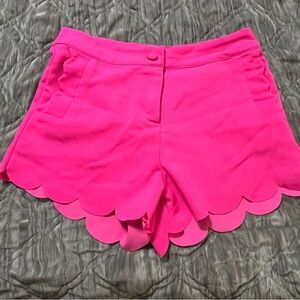 Vibrant Pink Scalloped Women Shorts